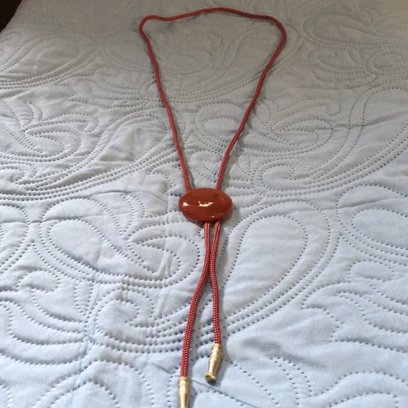 Western Style Bolero Cord Necklace W/Glass Stone - Picture 2 of 8